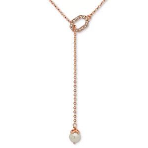 Ivanka Trump Rose Gold Crystal & Pearl Lariat Necklace